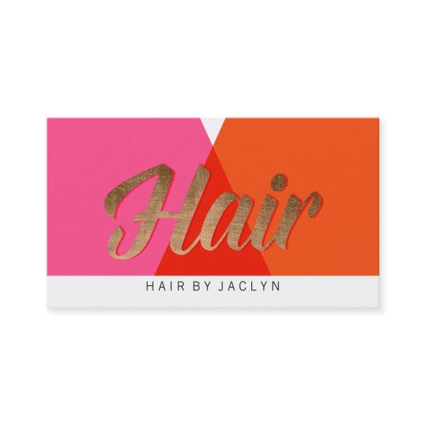 Pink Red Orange Gold Color Block Retro Chic Hair