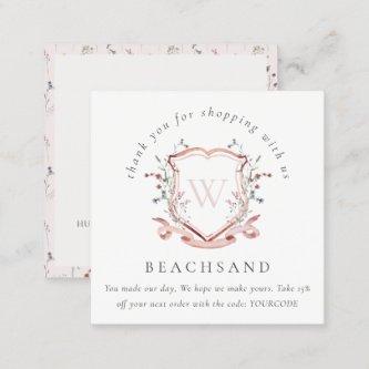 Pink Red Wildflower Crest Thank You For Business Square