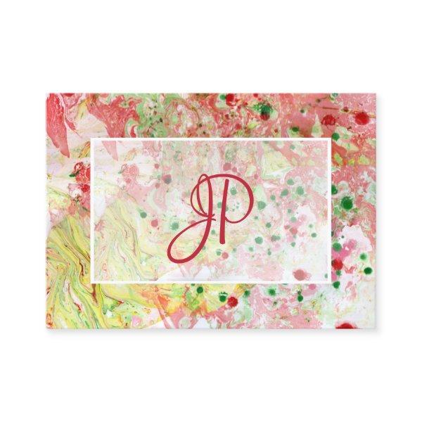 Pink Red Yellow Green Modern Abstract Elegant