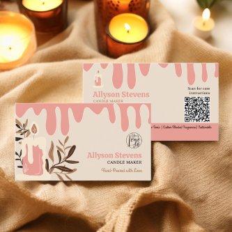 Pink retro artisanal candle maker logo qr code