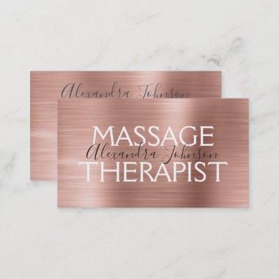 Pink & Rose Gold Brushed Metal Massage Therapist