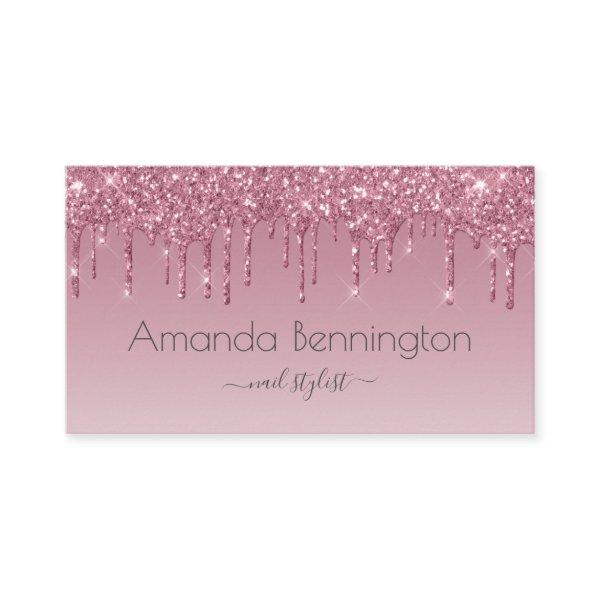 Pink Rose Gold Faux Glitter with Transparent Logo