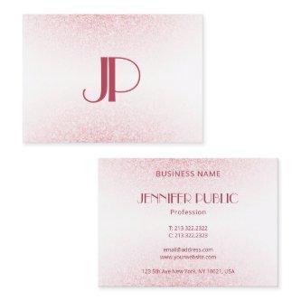 Pink Rose Gold Glitter Elegant Modern Monogram