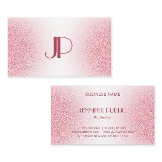 Pink Rose Gold Glitter Modern Elegant Monogram