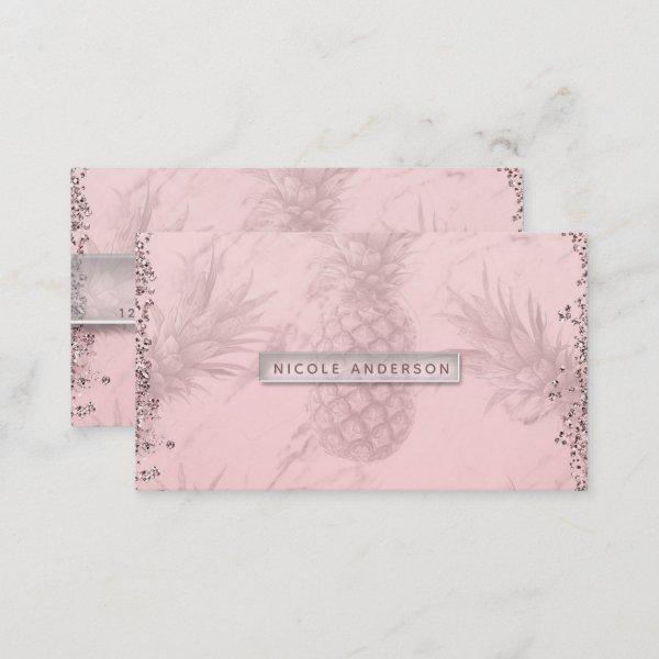 Pink Rose Gold Glitter Pineapple Tropical Chic