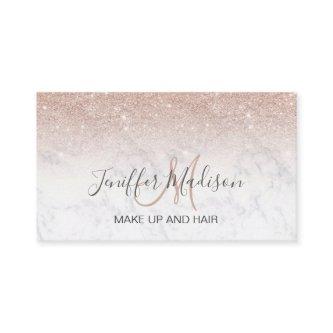 Pink rose gold glitter white marble Personalized