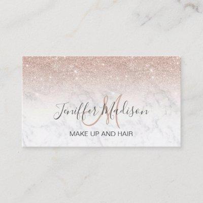 Pink rose gold glitter white marble Personalized