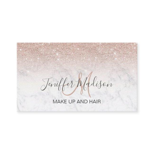 Pink rose gold glitter white marble Personalized