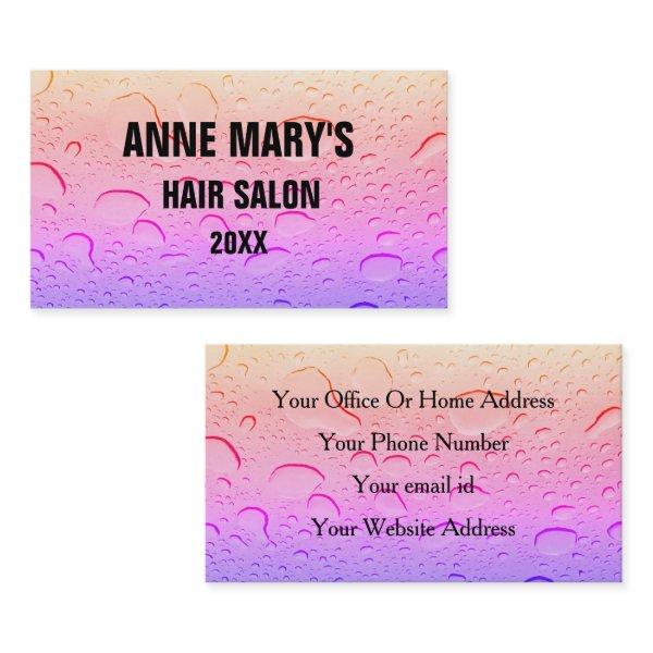 Pink Rose Gold Hair Salon Girly Water Drops Artsy