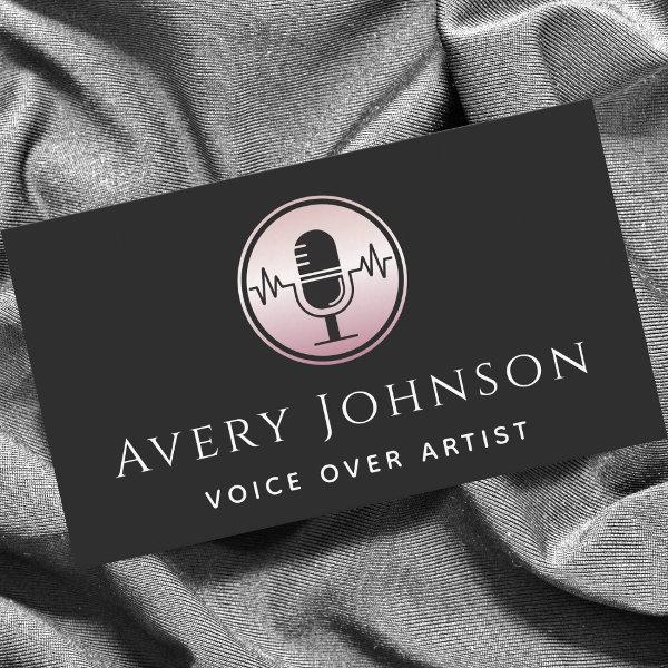 Pink Rose Gold Microphone Logo Voice Over Artist