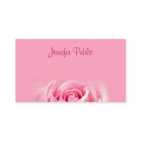 Pink Rose Modern Hand Script Text Elegant Simple
