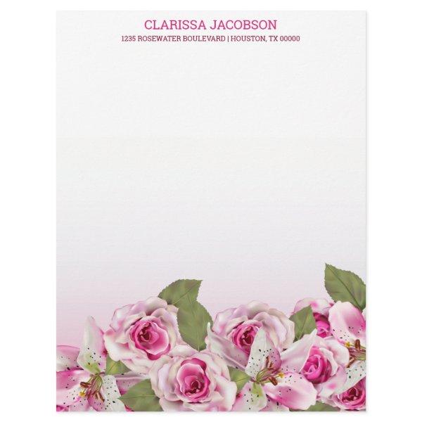 Pink Rose Tiger Lily Letterhead