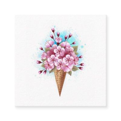 Pink Sakura Ice Cream Waffle Cone Square