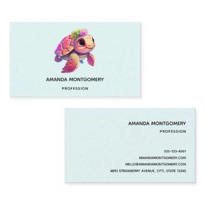 Pink Sea Turtle Whimsical & Cute