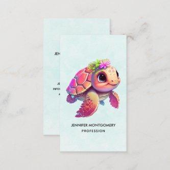 Pink Sea Turtle Whimsical & Cute
