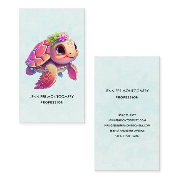Pink Sea Turtle Whimsical & Cute