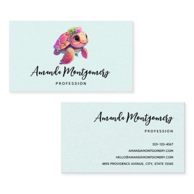 Pink Sea Turtle Whimsical & Cute