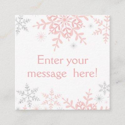 Pink & Silver Glitter Snowflake Baby Shower Tag
