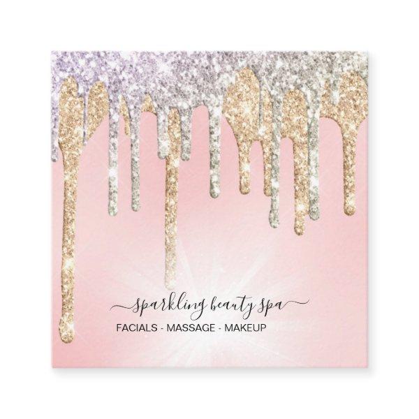 *~* Pink Silver + Gold  Drip GLITTER DrippingAP7 Square