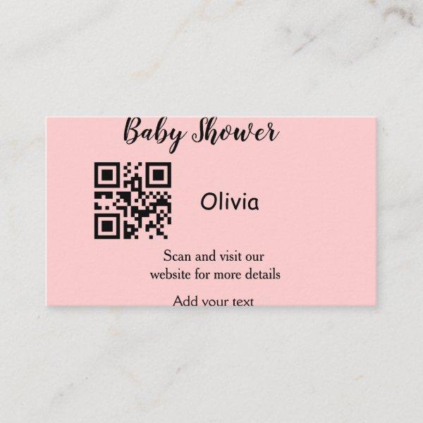 Pink simple baby shower q r code add name text thr