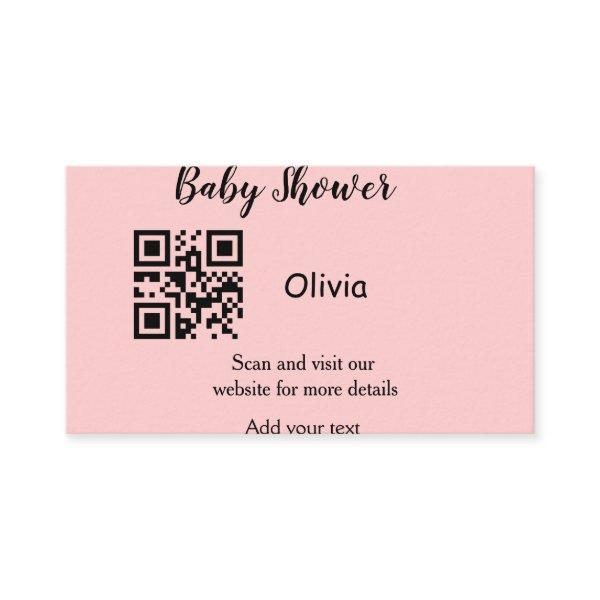 Pink simple baby shower q r code add name text thr