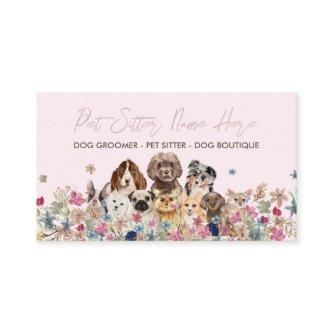 Pink Simple Dog Breed Puppy Grooming Petsitter
