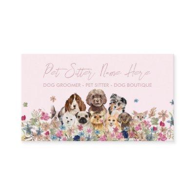 Pink Simple Dog Breed Puppy Grooming Petsitter