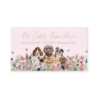 Pink Simple Dog Breed Puppy Grooming Petsitter