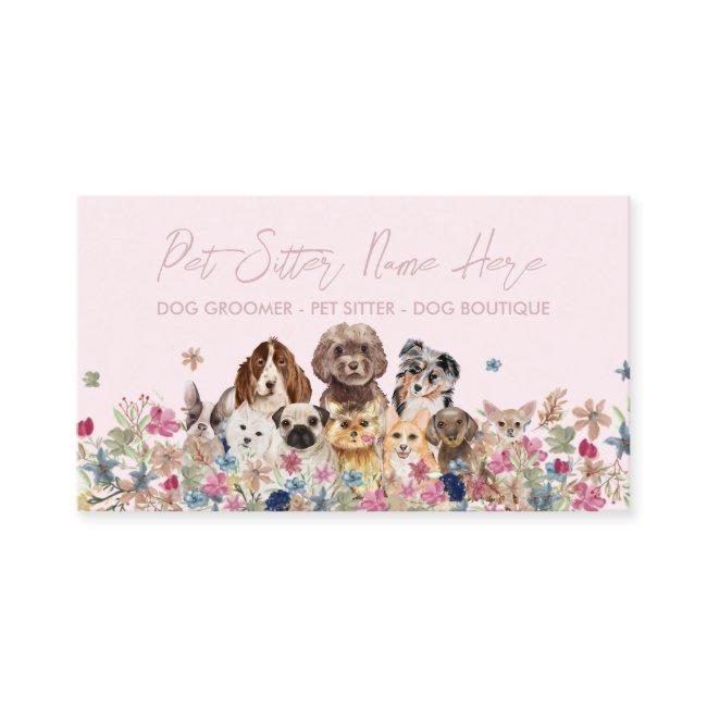 Pink Simple Dog Breed Puppy Grooming Petsitter