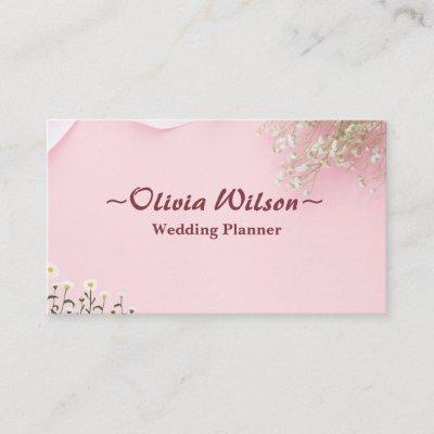 Pink Simple Minimalist Flower Wedding Planner Enclosure Card