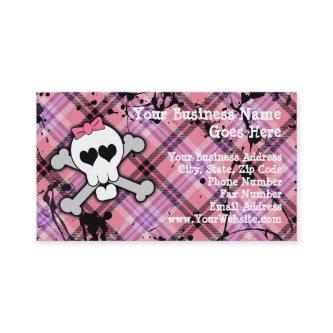 Pink Skull and Crossbones with Hearts and Bow
