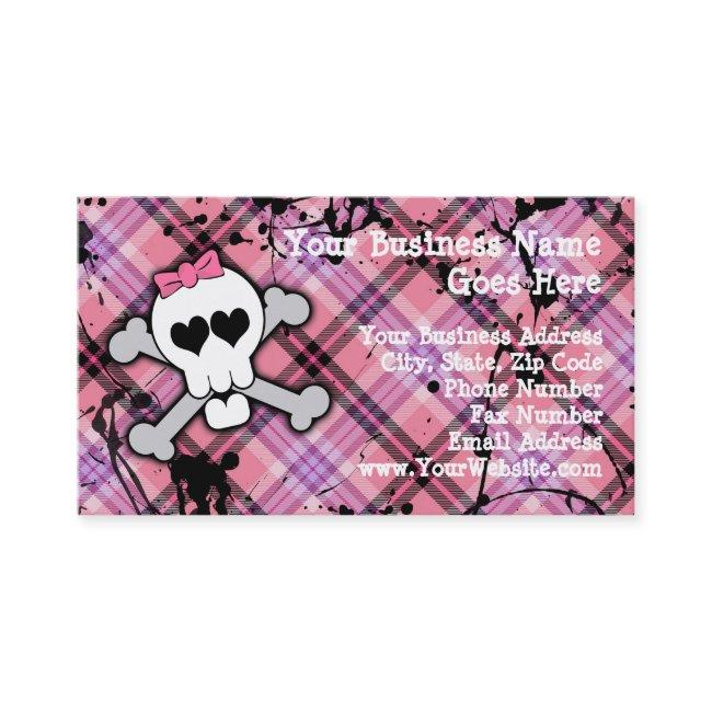 Pink Skull and Crossbones with Hearts and Bow