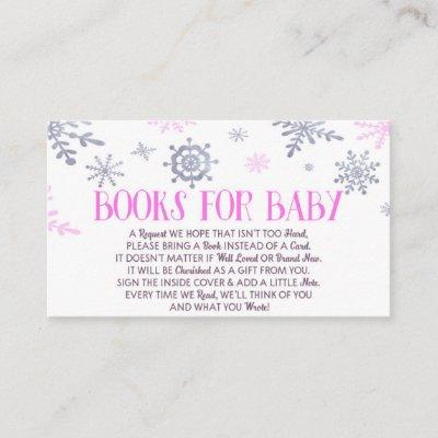 Pink Snowflake Baby Shower Books For Baby Card
