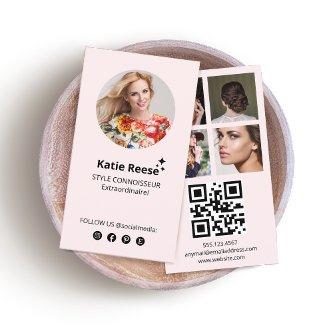 Pink Social Media, Photo Grid, QR Code