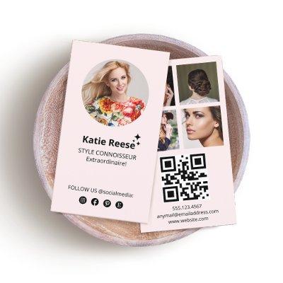 Pink Social Media, Photo Grid, QR Code