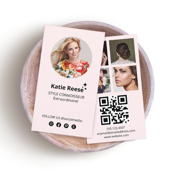 Pink Social Media, Photo Grid, QR Code