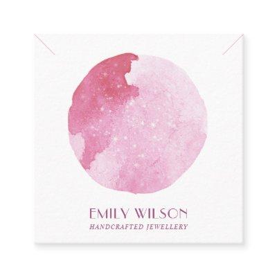 PINK STAR WATERCOLOR CIRCLE STUD EARRING DISPLAY SQUARE