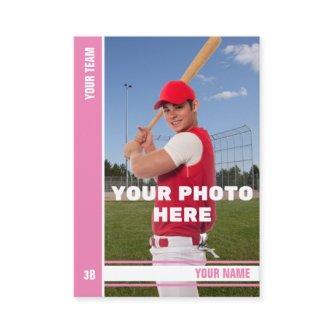 Pink Stripe Baseball Trading Card - Custom Stats
