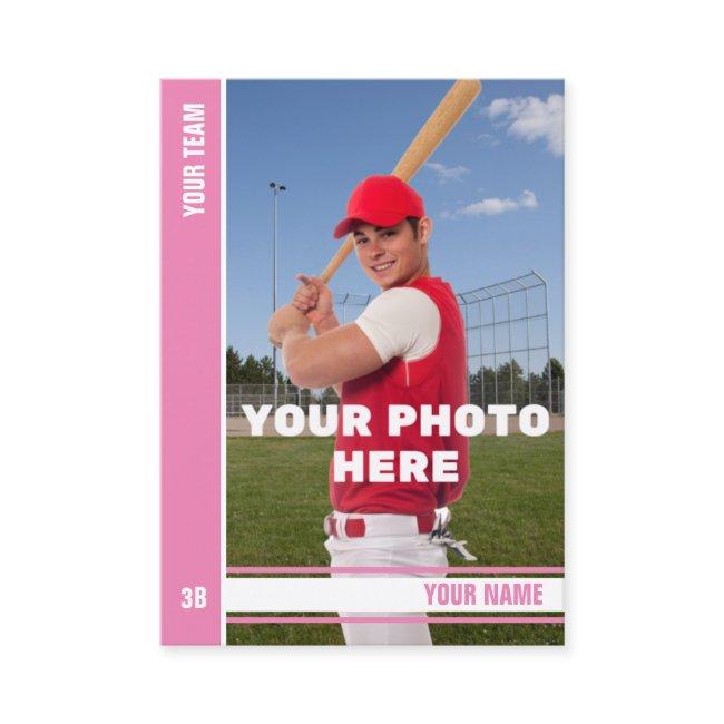 Pink Stripe Baseball Trading Card - Custom Stats