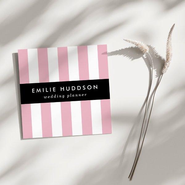 Pink Stripes, White Stripes, Striped Pattern Square