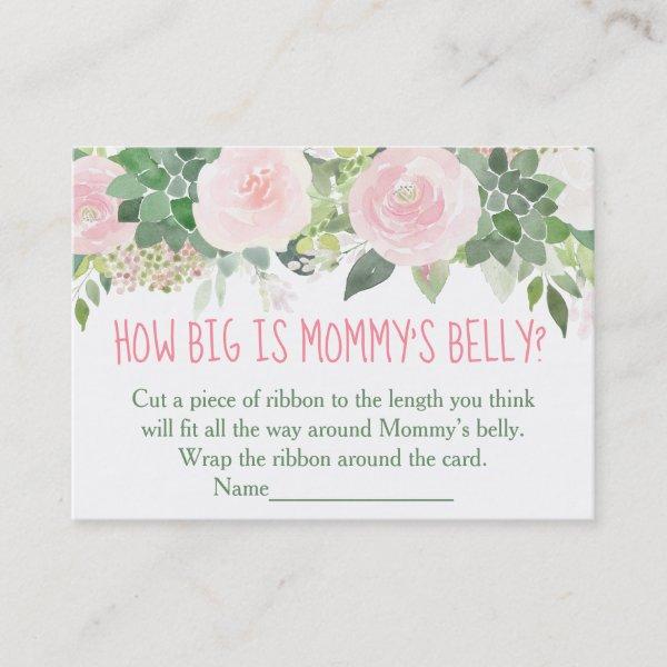 Pink Succulent Floral How Big Is Mommy's Belly Calling Card