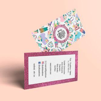 Pink Teal Floral Glitter Etsy Home Crafter Logo