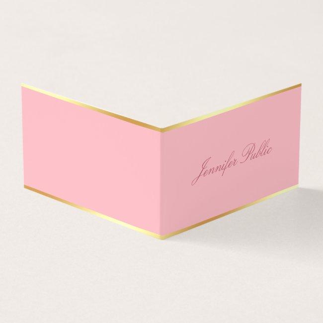 Pink Template Modern Gold Elegant Hand Script Text