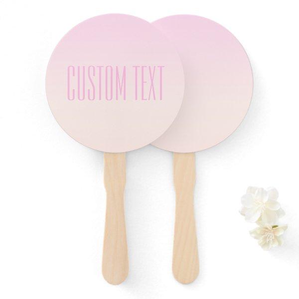 Pink to Peach Sunset Ombre with Customizable Text Hand Fan