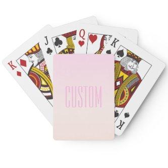 Pink to Peach Sunset Ombre with Customizable Text Poker Cards