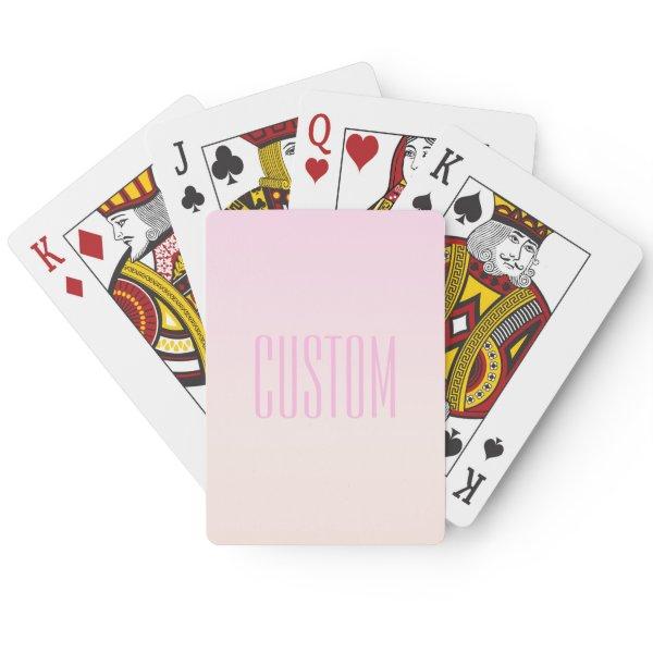 Pink to Peach Sunset Ombre with Customizable Text Poker Cards