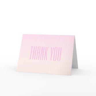 Pink to Peach Sunset Ombre with Customizable Text Thank You Card