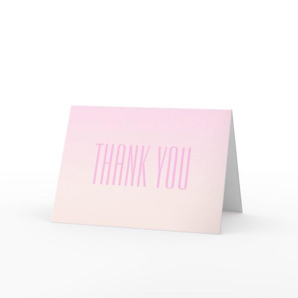 Pink to Peach Sunset Ombre with Customizable Text Thank You Card