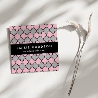 Pink Trellis, Quatrefoil, Moroccan Lattice Square