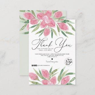 Pink Watercolor Blooming Floral Customer Thank You